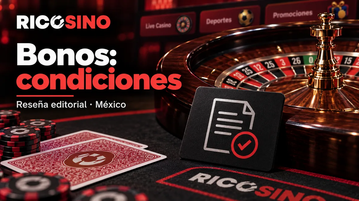 Ilustración editorial Bonos: condiciones, con cartas, borde de ruleta y un icono de condiciones sin cifras