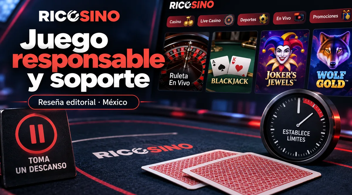 Portada editorial Juego responsable y soporte, con paño de mesa, cartas boca abajo, un símbolo de pausa y un reloj